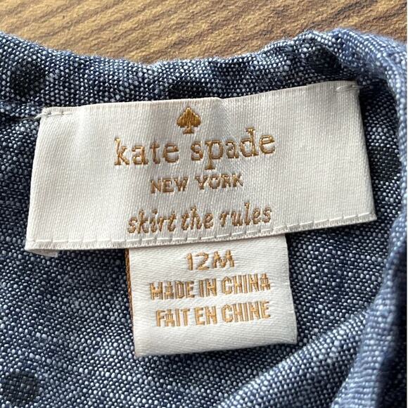 Kate Spade 12Months Baby Girl Blue Polk Dots Dress Summer Wear - Picture 2 of 8